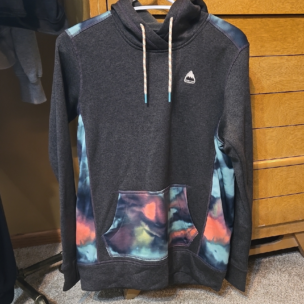 Womens Burton Charcoal Hoodie with Tie-Dye Accents